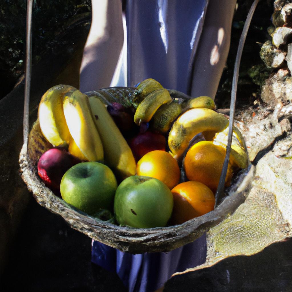 Person holding a fruit basket